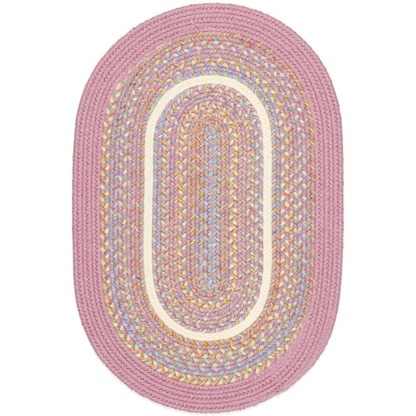 slide 2 of 7, Rhody Rug Kid's Place Indoor/Outdoor Braided Area Rug Pink - 10' x 13' Oval