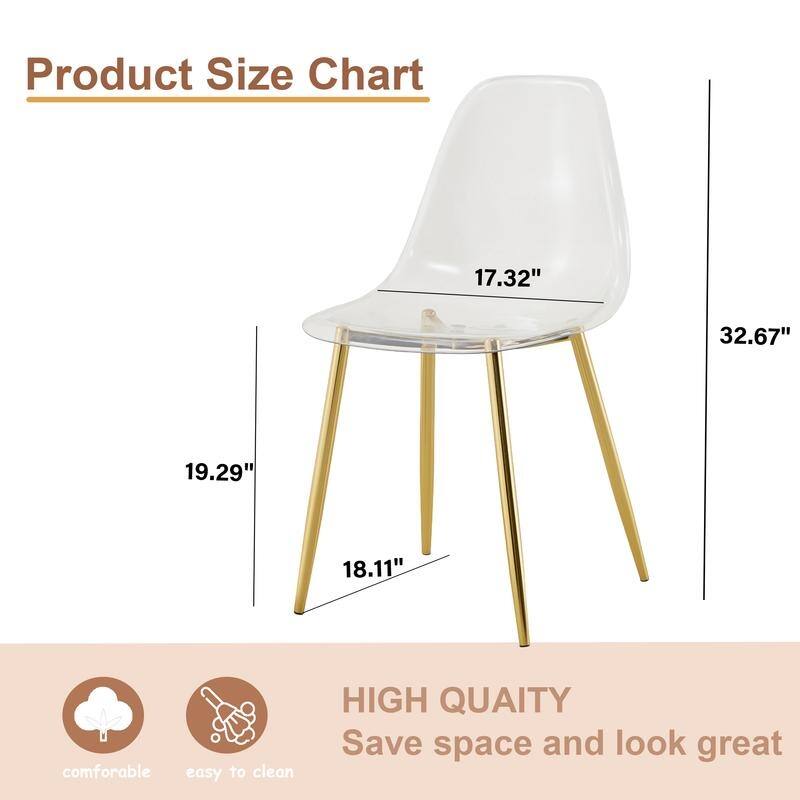 Modern Simple Transparent Dining Chair Set of 4