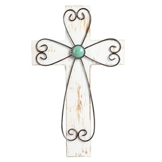 Aodyow Garden Cross Wall Plaque - 12 Inch Stoneresin Decorative Cross For Indoor/Outdoor