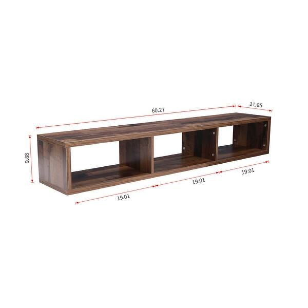 Brown Floating TV Shelf Wall Mounted Floating TV Stand Unit Media ...