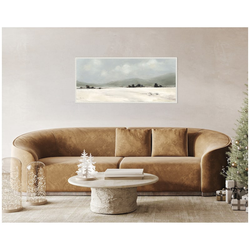 Kate and Laurel Sylvie Beaded December Mist Panel Framed Canvas by Mackenzie Nelson