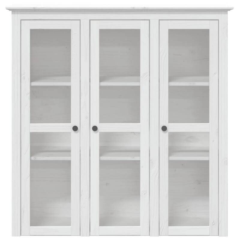 vidaXL Cabinet Storage Book Cabinet with Glass Doors BODO Solid Wood Pine - 45.5" x 14.6" x 47.6"