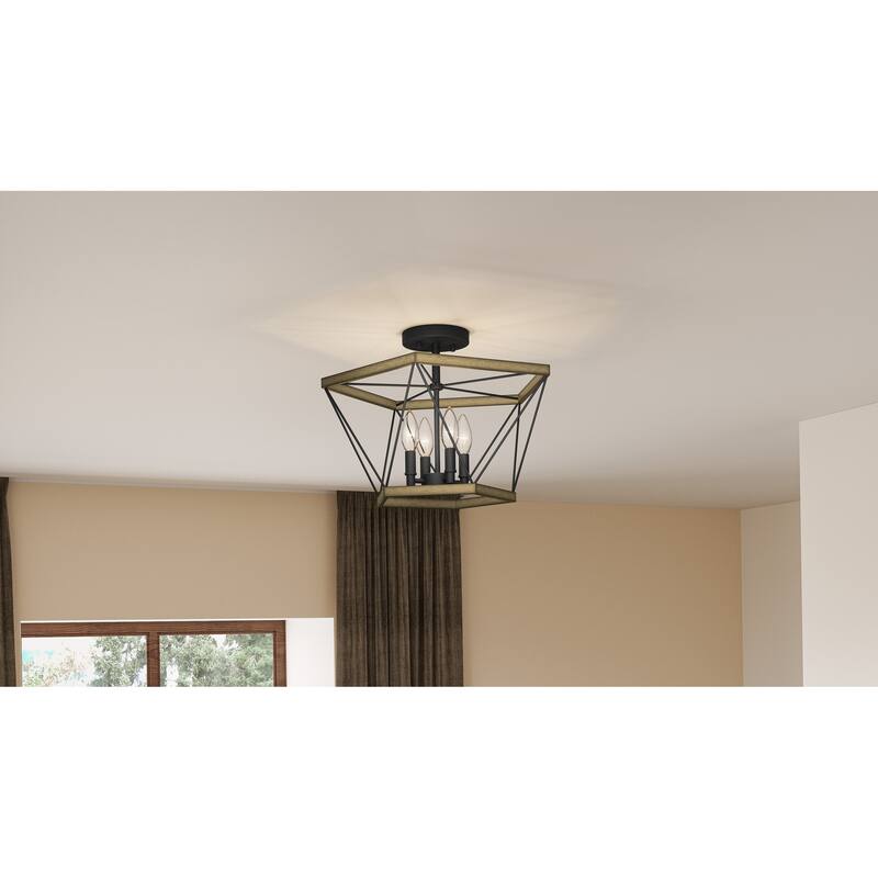 Wintergreen 3-Light Whitewashed Walnut Semi-Flush Mount - Whitewashed Walnut