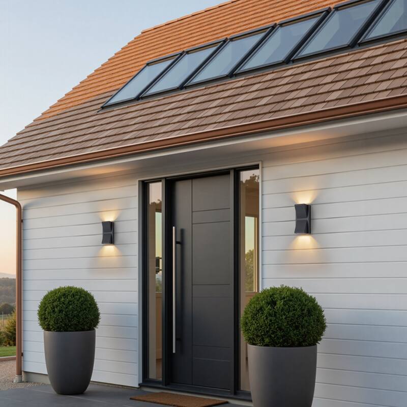 C Cattleya 2-Light Integrated LED Matte Black Aluminum Outdoor Wall Sconce Light