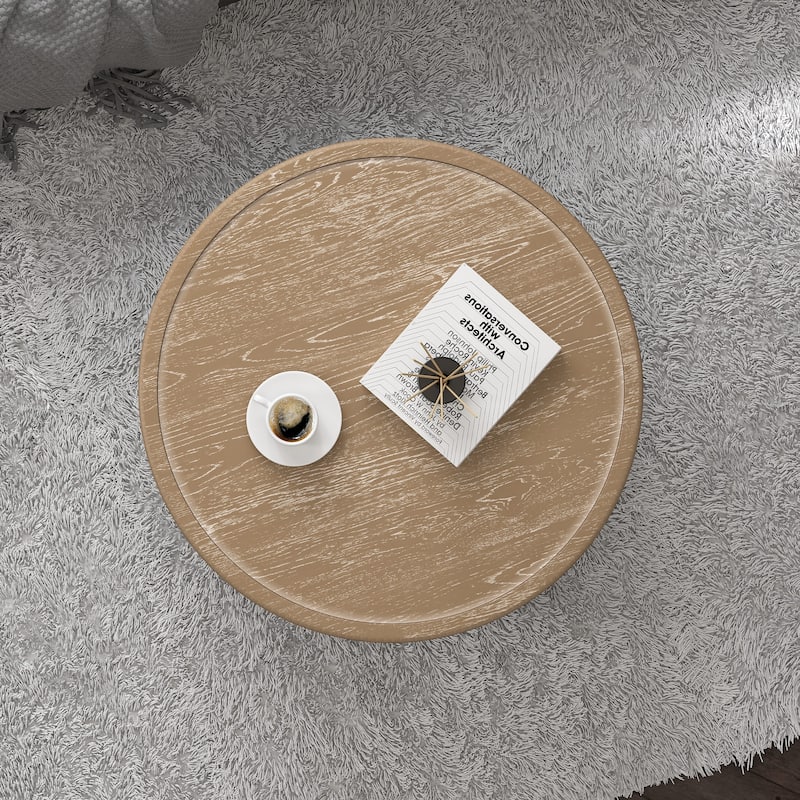 CO-Z 30" Rustic Farmhouse Round Coffee Table