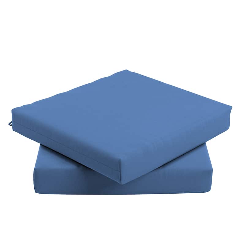 California Umbrella Outdoor Chair Pad Set of 2, 18" x 18", 2.5" Thick, Solstice Olefin Fabric - Frost Blue