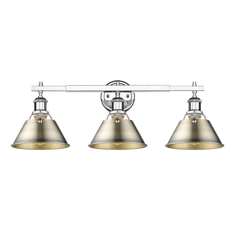 Orwell 3-Light Vanity Light in Chrome with Aged Brass - Silver
