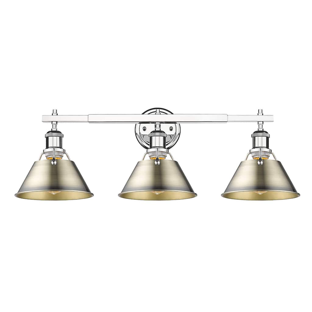 Orwell 3-Light Vanity Light in Chrome with Aged Brass - Silver