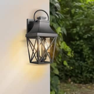 Matte Black Outdoor Wall Light, Waterproof Porch Sconce with Clear Glass Shade for Garage, Patio, Front Door, Balcony (1 Pack)