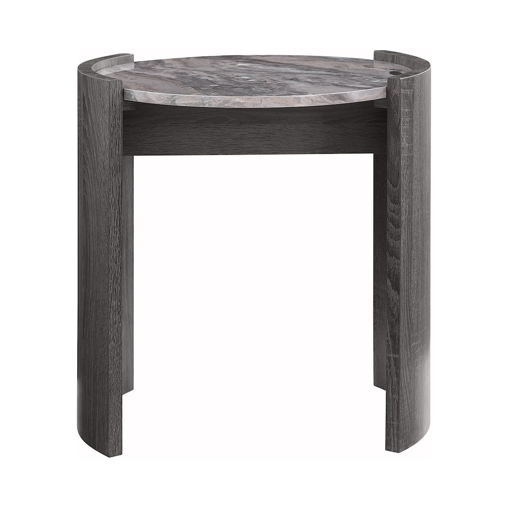 Faux Marble and Wood End Table in Distressed Grey
