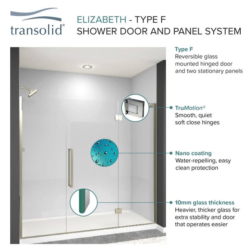 Transolid EHTF64287610C-T Elizabeth 76" High x 64" Wide Hinged Semi