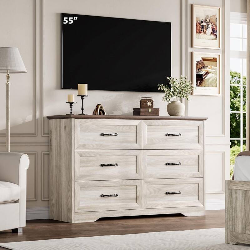 6 Drawers Dresser, TV Stand, Storage Organizer for Bedroom,Living Room