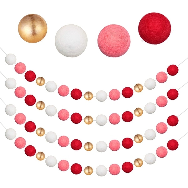 4 Pieces Valentine's Day Felt Ball Garland. Opens flyout.