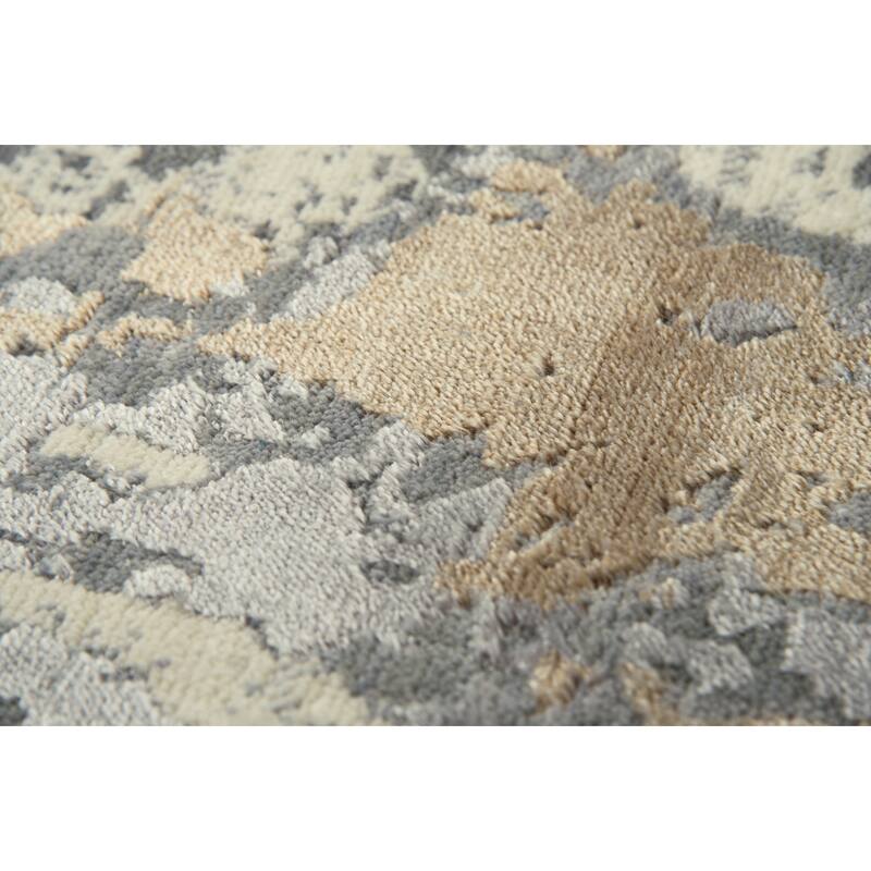 Alora Decor Radiant Grey, Ivory, and Gold Abstract Wool Blend Rug