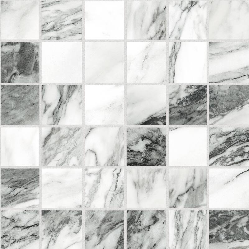 Merola Tile Touche 2" Square Zebre 11-3/4" x 11-3/4" Porcelain Mosaic Floor and Wall Tile - (1 Tile)