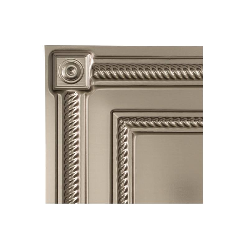 FASÄDE Coffer Decorative Vinyl 2ft x 2ft Lay in Ceiling Panel in Brushed Nickel (5 Pack) - 12in x 12in Sample - Brushed Nickel
