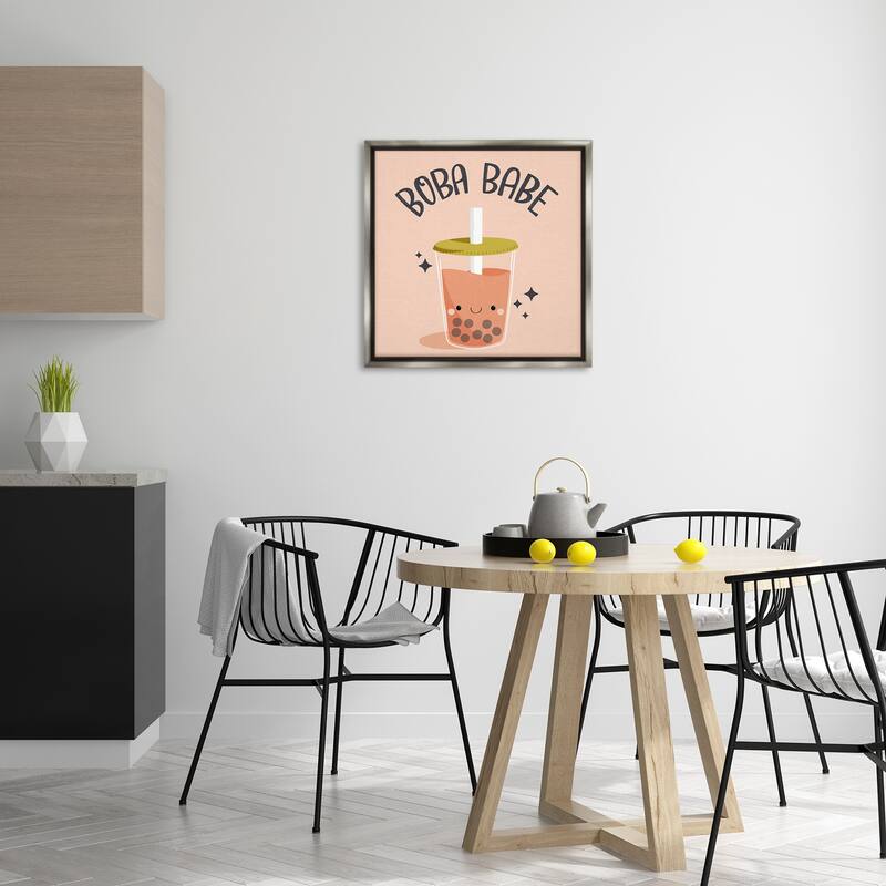 Stupell Boba Babe Bubble Tea Framed Floater Canvas Wall Art Design By Sarah Hickman