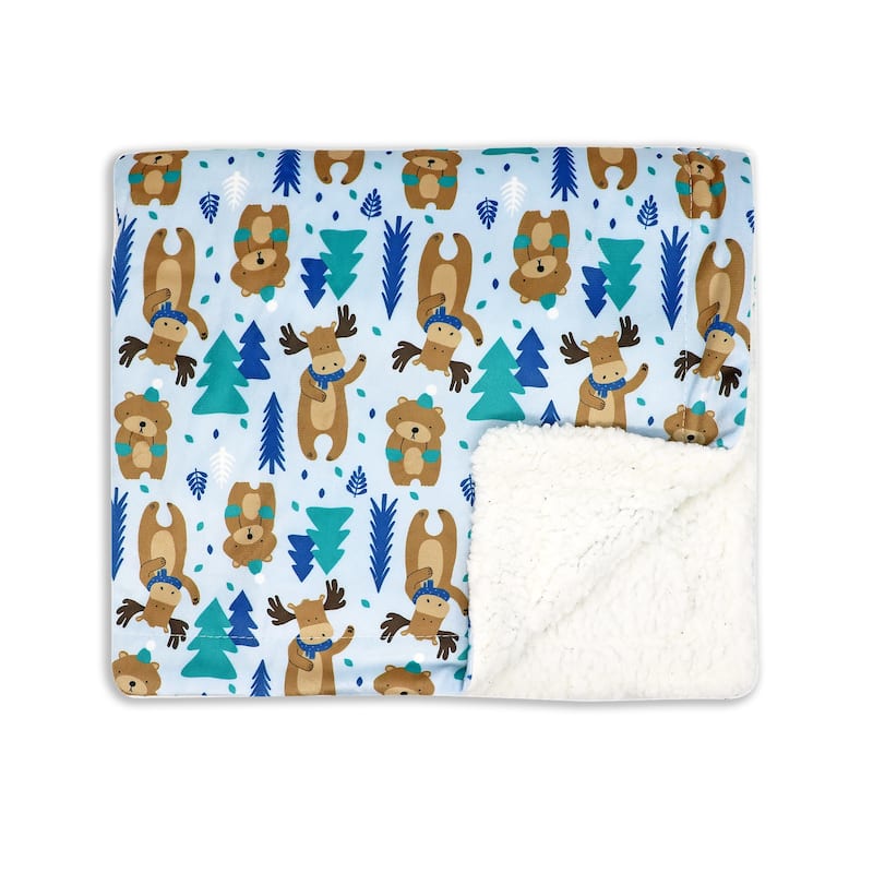 Printed Minky Plush Baby Blanket - N/A - Blue/Green