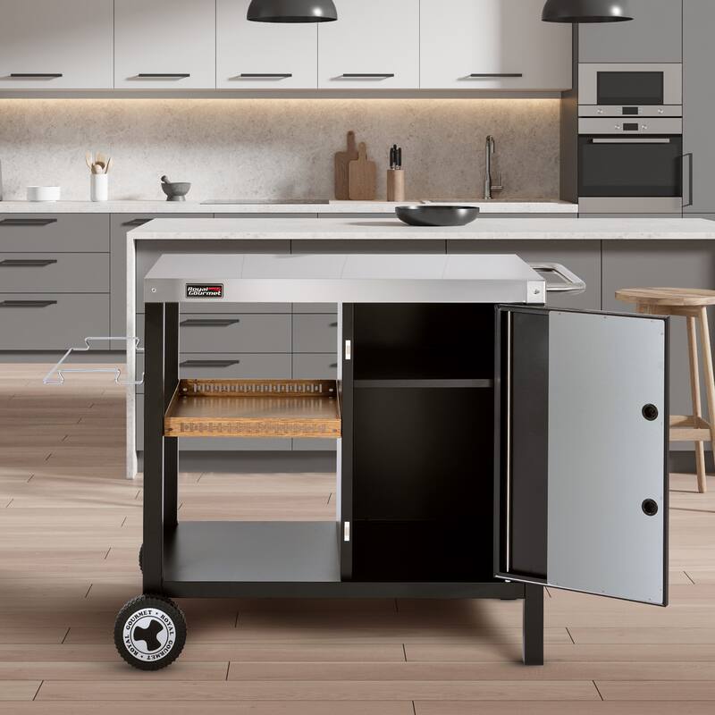 Royal Gourmet PC3402S 3-Tier Dining Cart with Storage Cabinet