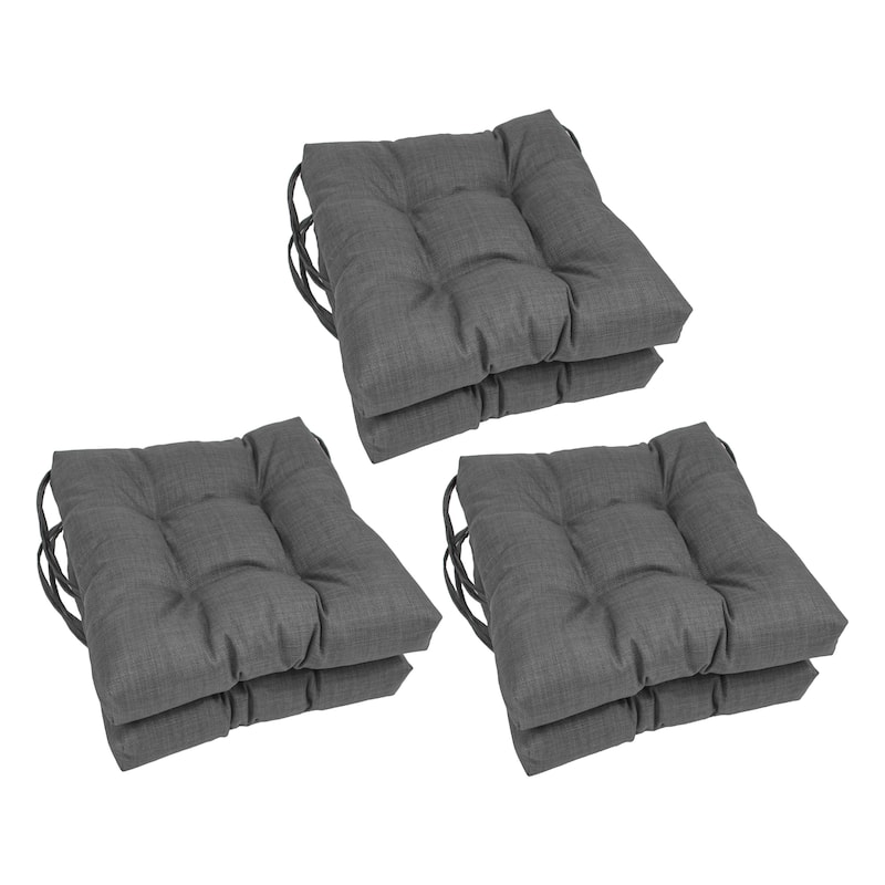 16-inch Square Tufted Indoor/Outdoor Chair Cushions (Set of 6) - Cool Gray