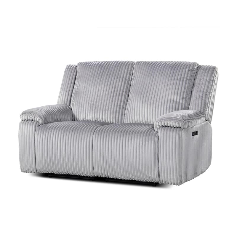 Jennifer Taylor Home Philip 62" Power Motion Recliner Loveseat Sofa, Moon Gray Corduroy