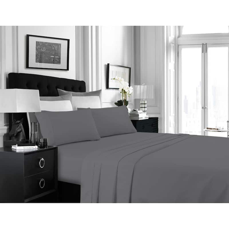 Super Soft Extra Deep Pocket Bed Sheet Set with Oversize Flat - Queen - Grey
