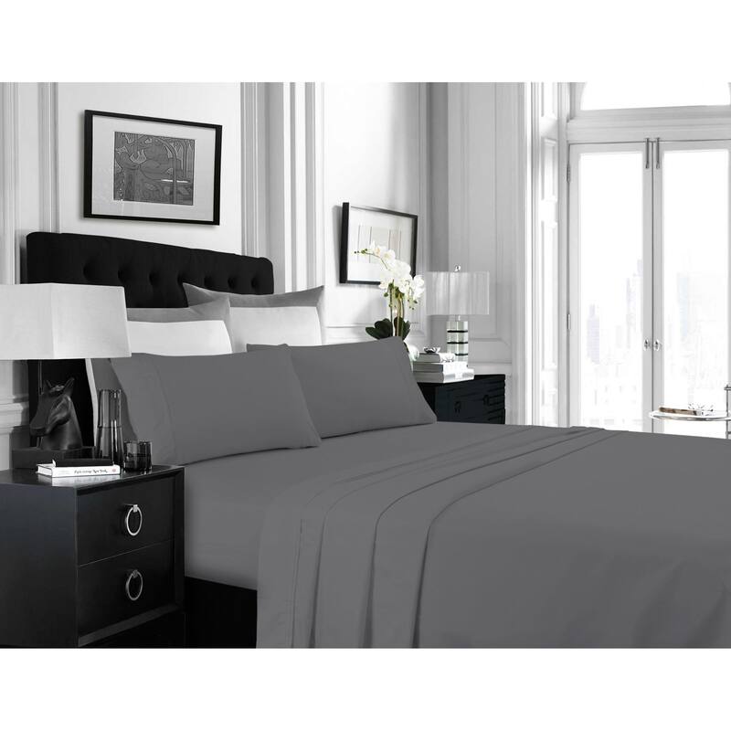 Super Soft Extra Deep Pocket Bed Sheet Set with Oversize Flat - California King - Grey