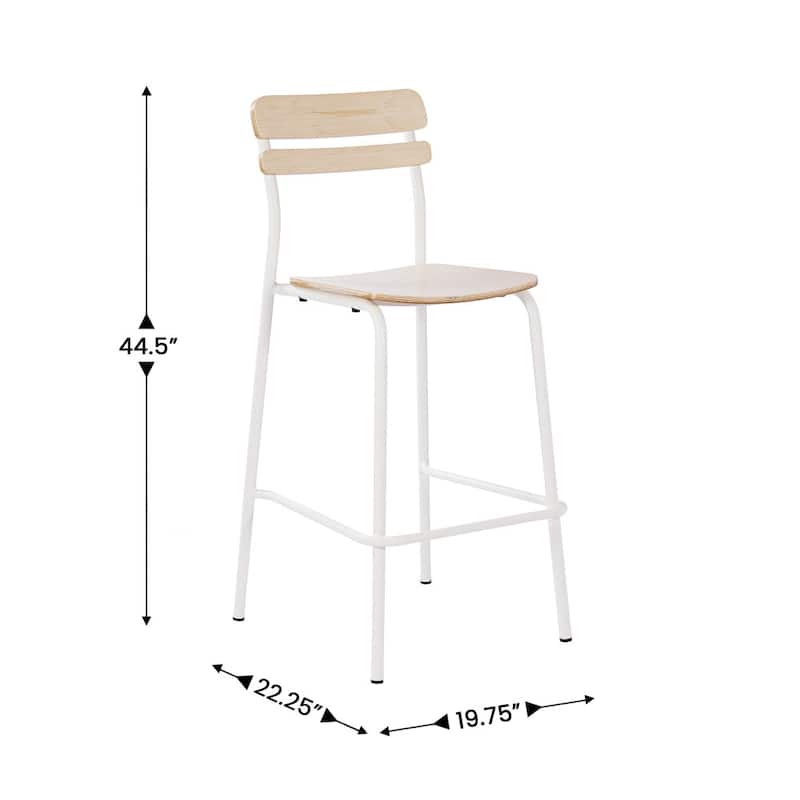 2PK Commercial Solid Wood Bar Stools with Frames and Antique Finish - 19.75"W x 22.25"D x 44.5"H