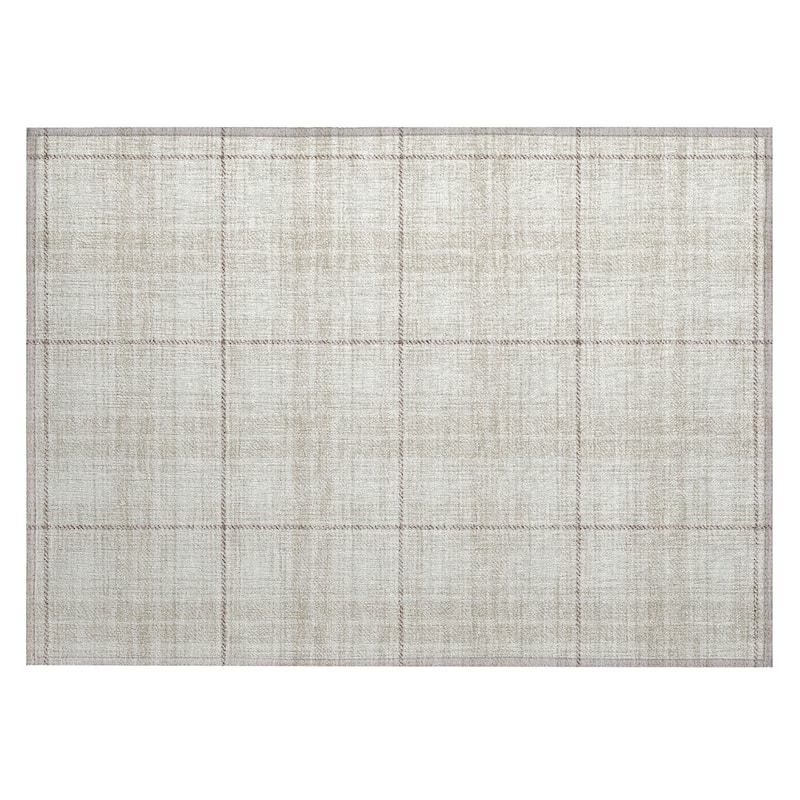 Machine Washable Indoor/ Outdoor Plaid Chantille Rug