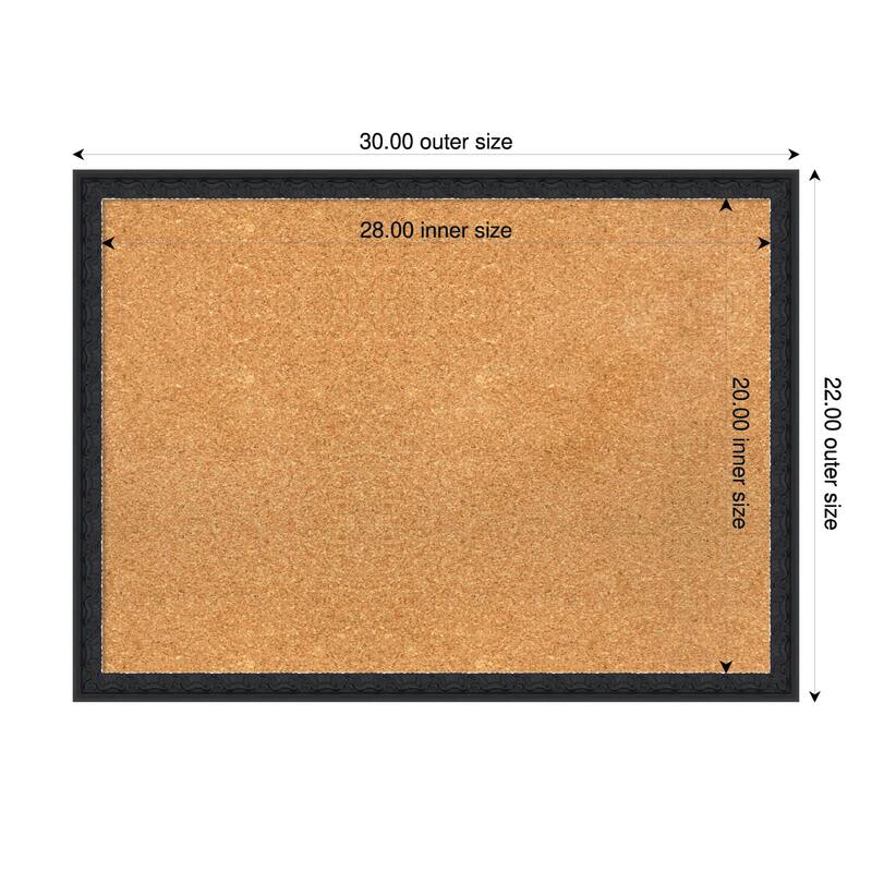 Bethany Black Wood Framed Cork Board - Bulletin Board, Organization Board, Pin Board - Natural - 30 x 22 in