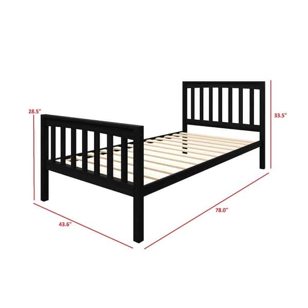 dimension image slide 4 of 6, Clayfell Ames Twin Over Twin Solid Wood Bunk Bed Frame, Convertible, Sturdy Guardrails, Easy Assembly