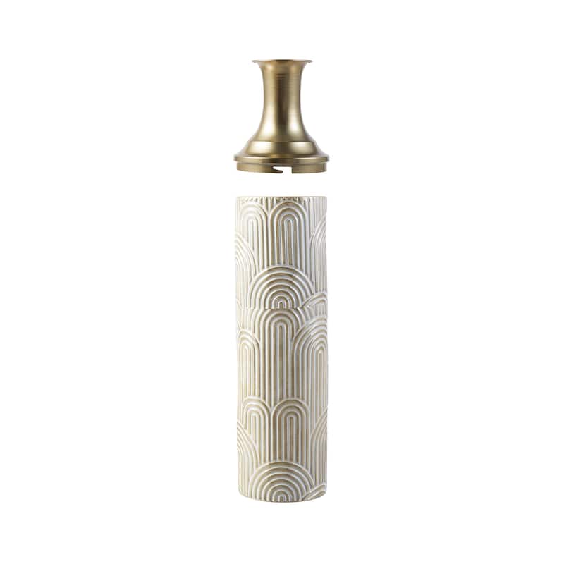 Glitzhome Set of 2 Modern White Black and Gold Metal Floor Vases Fall Thanksgiving Gifts
