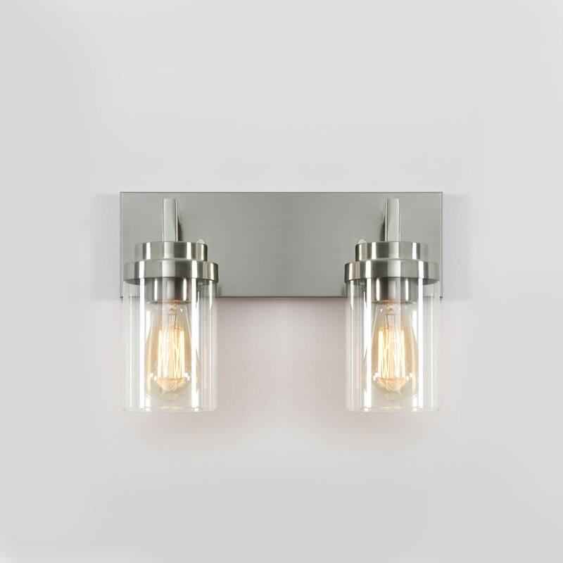 KAWOTI 2-Light Dimmable Bathroom Vanity Light with Clear Glass Shade