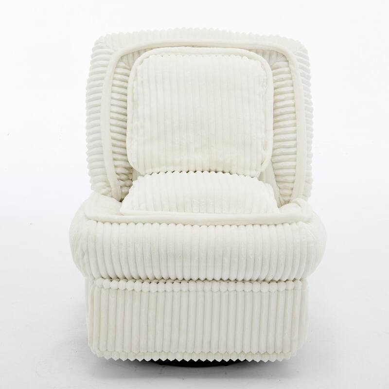 Corduroy 360° Swivel Glider Rocker Recliner with Pillows