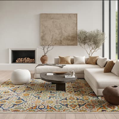 Nourison Allur Contemporary Boho Floral Medallion Area Rug