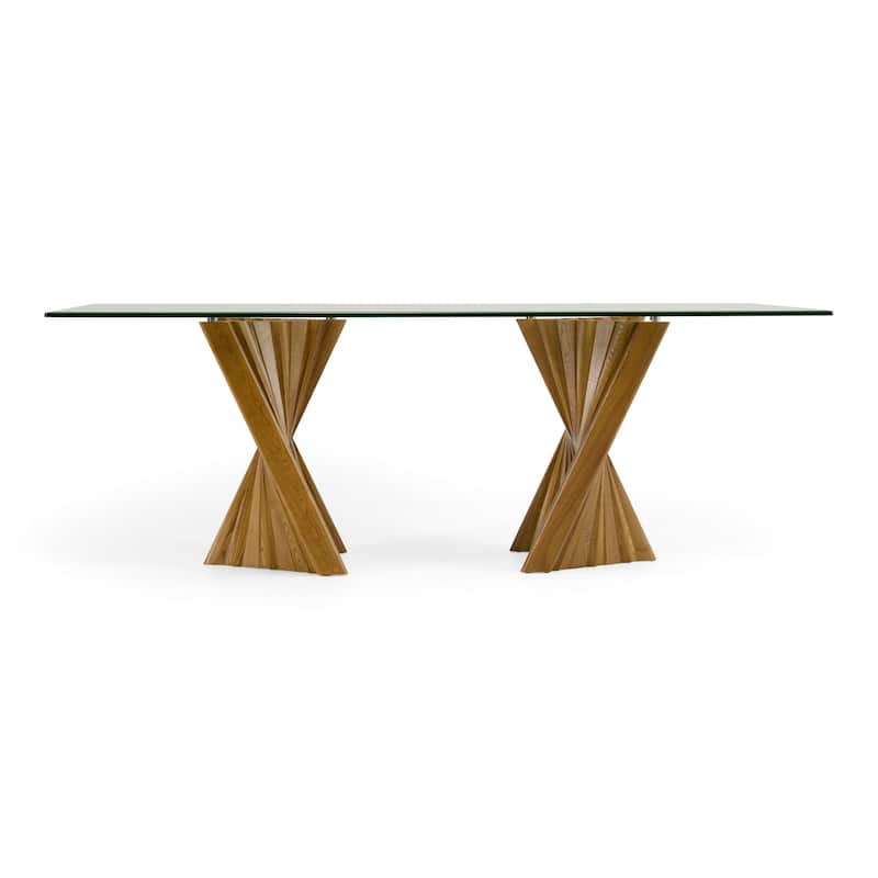 Modrest Corbin Mid-Century Walnut & Glass Dining Table