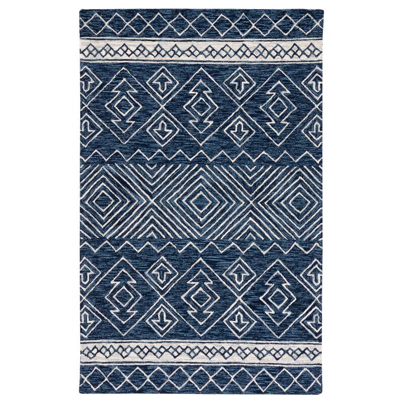 SAFAVIEH Handmade Metro Marfisa Boho Wool Rug - 6' Square - Navy/Ivory