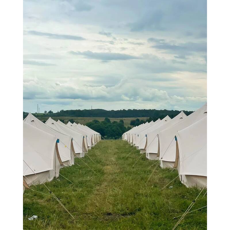 Canvas Tent Bell Tent Glamping, 4 Seasons Yurt Tent for Camping, 4M/5M Cotton Canvas Tent