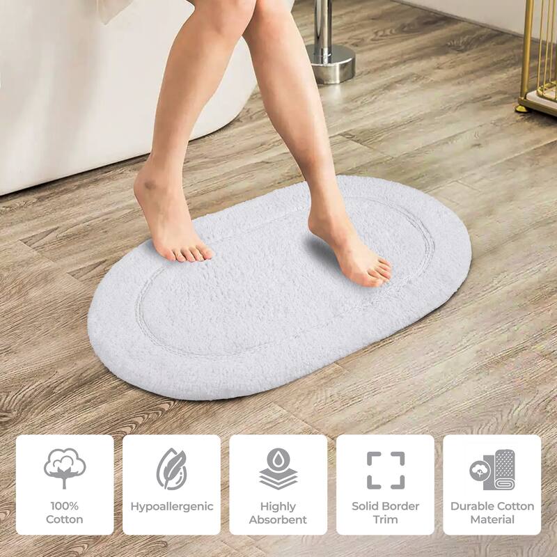 Superior Cotton Non-slip Oval Bath Rug - (Set of 2)