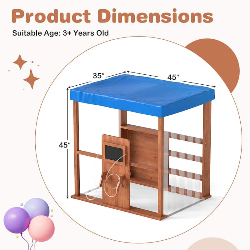 Gymax Kids Gas Station Playhouse w/ Gas Refueling Guns Chalkboards &