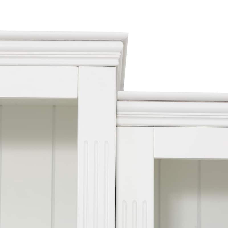 3-Piece Bookcase Cabinet Set with Adjustable Glass Shelves, Display Storage Cabinet with 5-Color LED Lighting