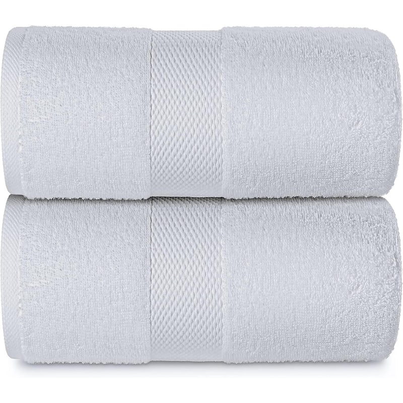 White Classic Luxury Cotton Oversized Bath Sheet 35x70 - Set of 2