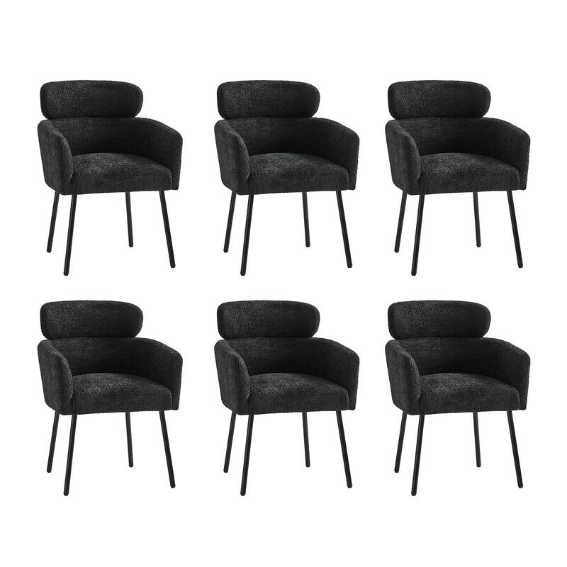 Amos Modern Boucle Dining Chair with Adjustment Feet Set of 6 by HULALA HOME