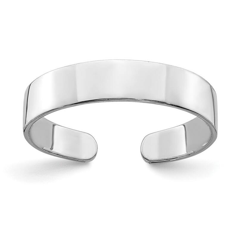Curata 14 karat Yellow or White Gold Adjustable 6mm Wide Polish Flat Band Toe Ring - White