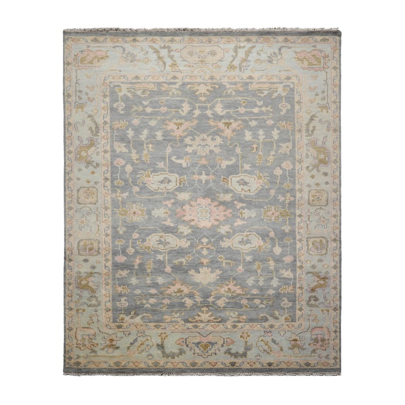 LoomBloom Muted Turkish Oushak Hand Knotted Area Rug Slate Color
