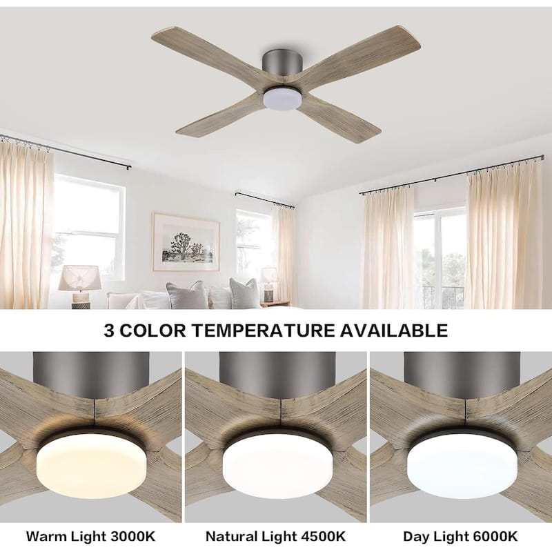 MLiAN 48" DC Flush Mount Ceiling Fan with Light Kit and Remote Control