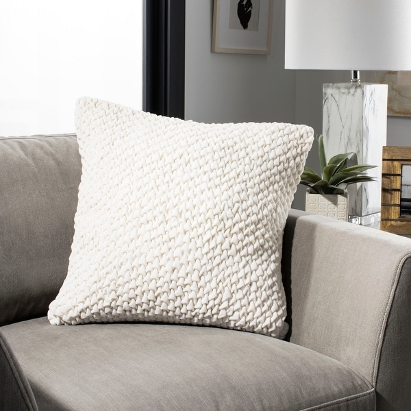 SAFAVIEH Abella Ruched Cream 20-inch Decorative Pillow. Opens flyout.