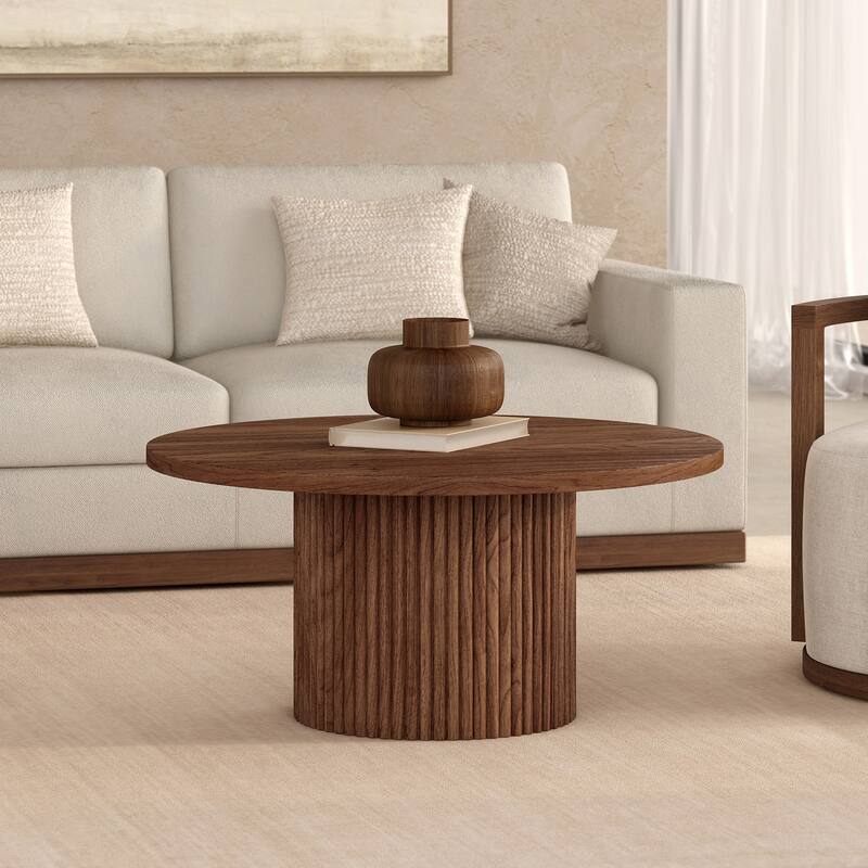 Rollan 32" Wide Round Fluted Coffee Table - 32" Wide