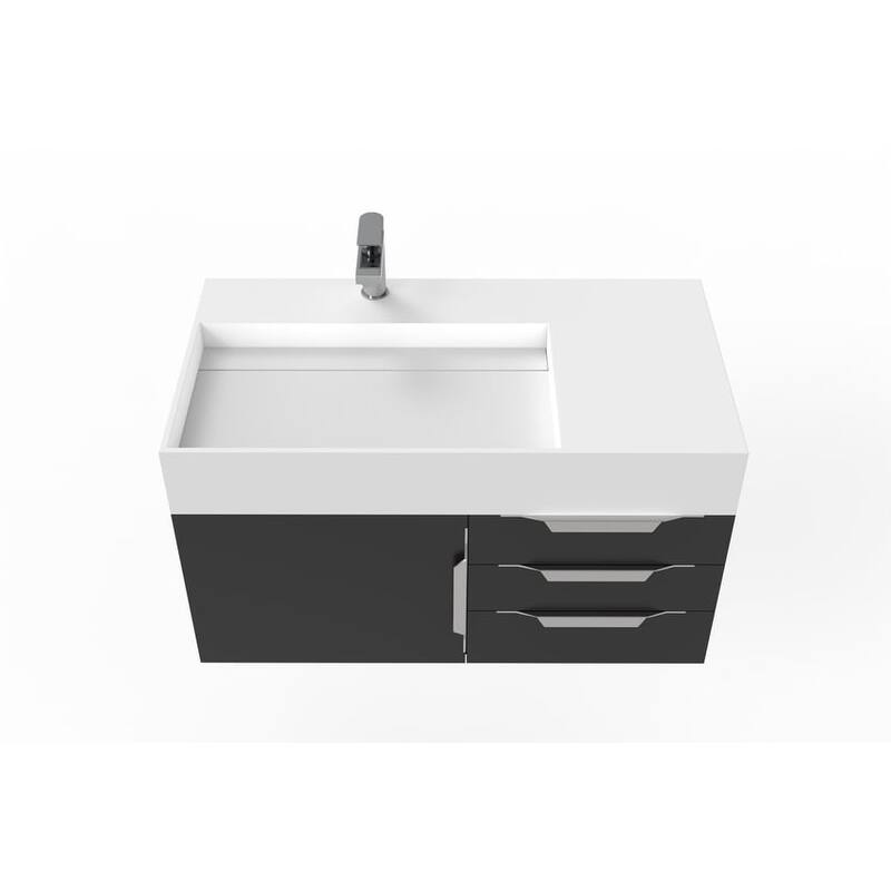 Amazon 36" Wall Mounted Bathroom Vanity Set w/ White Top
