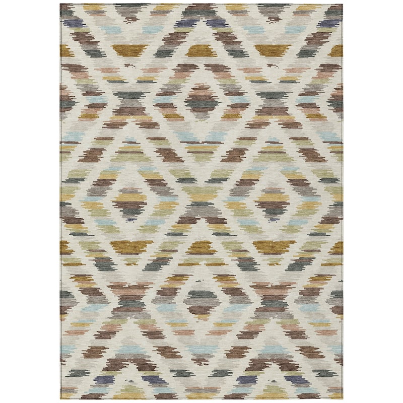 Machine Washable Indoor/ Outdoor Global Diamdon Chantille Rug